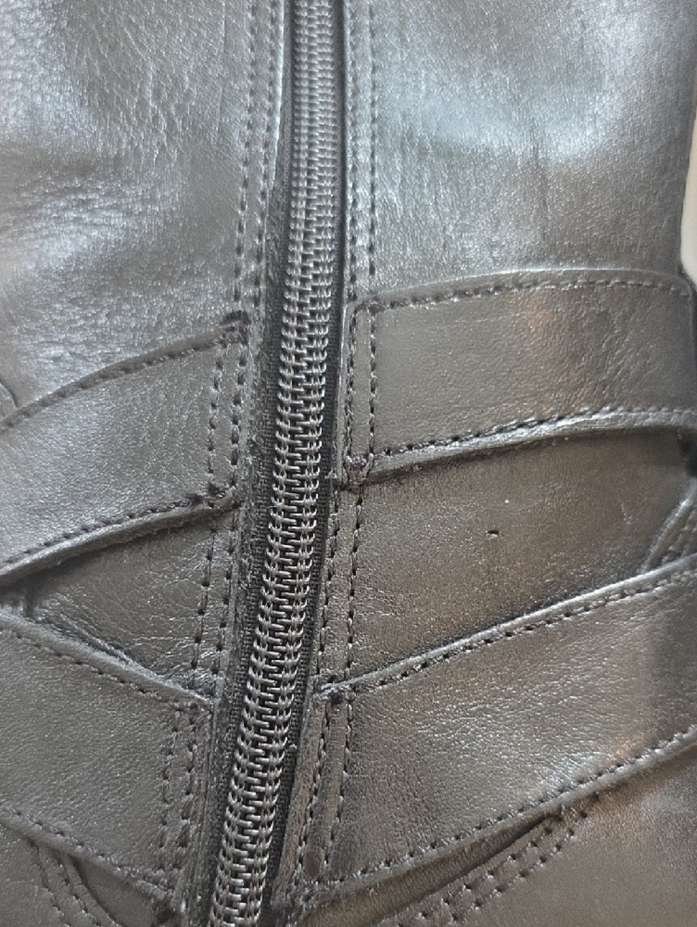 Nurture Black Leather Mid Calf Heeled Boots with Buckle Straps Size 8 - Picture 9 of 13